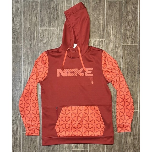 Nike Other - Nike Hoodie Mens Medium Red Orange Therma-FIT Graphic Pullover